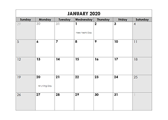 Template Monthly Planner 2020 - KibrisPDR