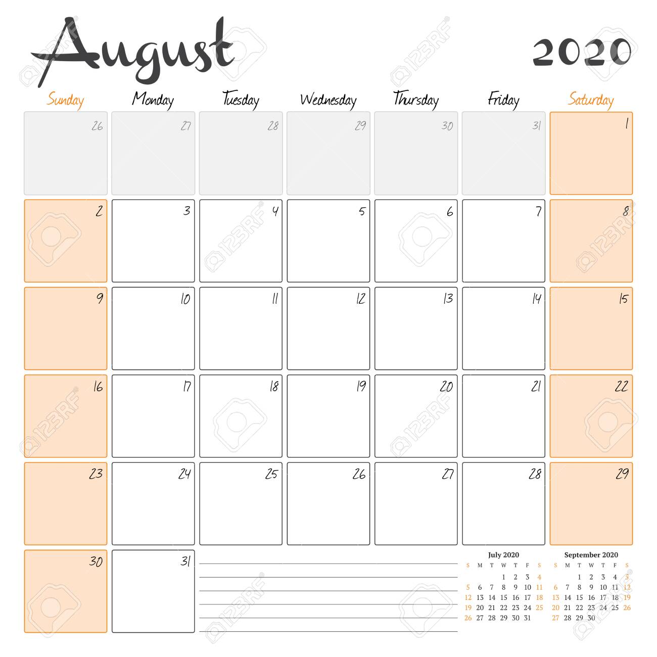 Detail Template Monthly Planner 2020 Nomer 31