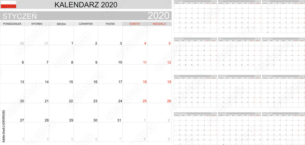Detail Template Monthly Planner 2020 Nomer 43
