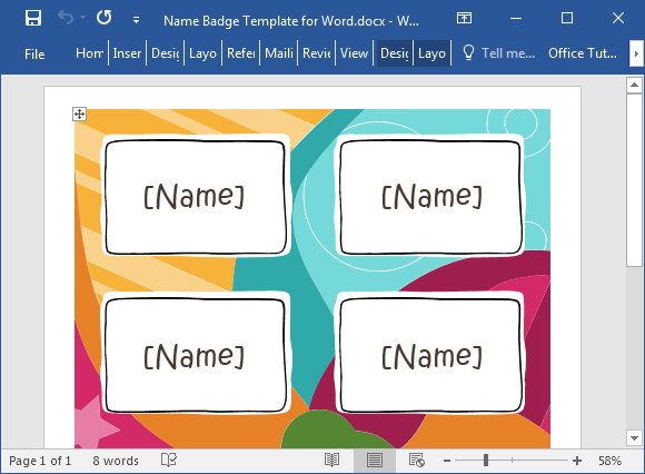 Detail Template Name Tag Word Nomer 2