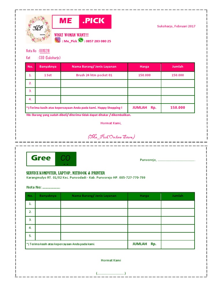 Detail Template Nota Docx Nomer 4