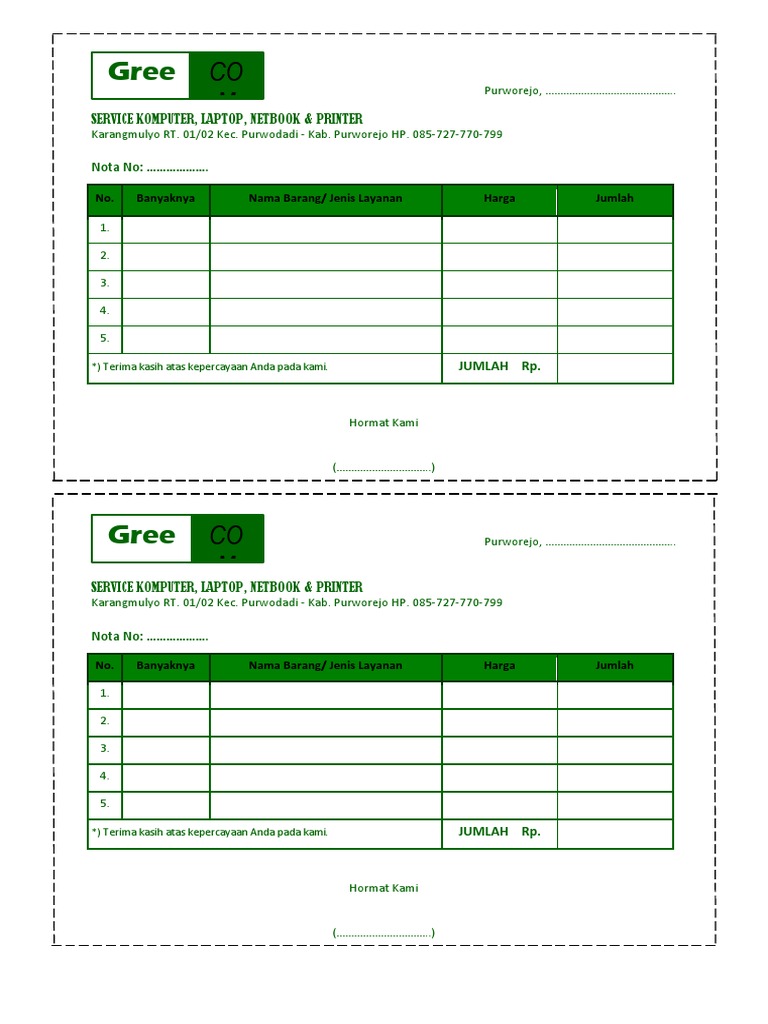 Detail Template Nota Docx Nomer 10