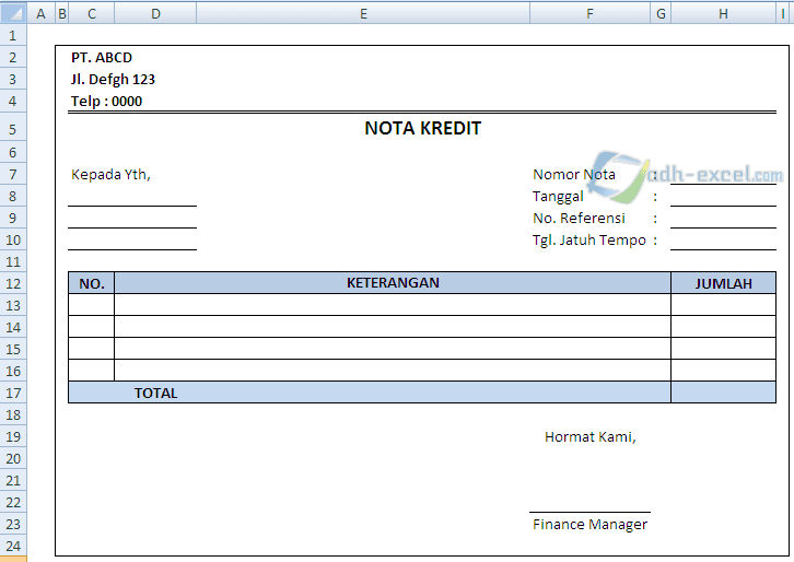 Detail Template Nota Excel Nomer 11