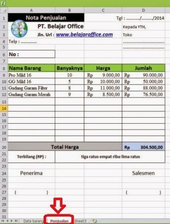 Detail Template Nota Excel Nomer 14