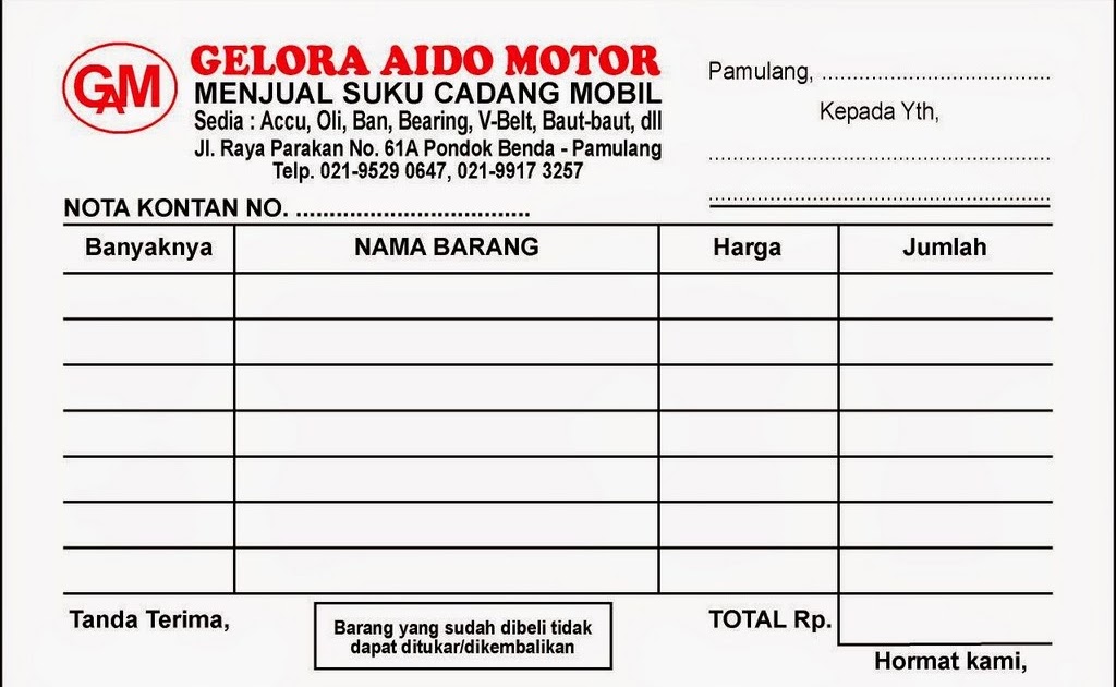Detail Template Nota Excel Nomer 17