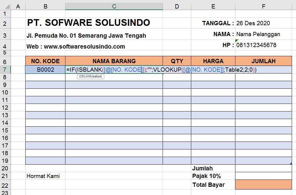 Detail Template Nota Excel Nomer 3