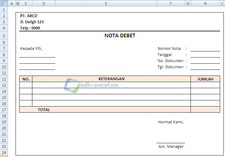 Detail Template Nota Excel Nomer 19