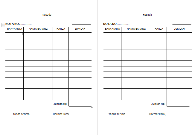 Detail Template Nota Excel Nomer 20