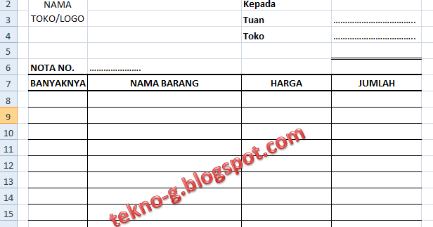 Detail Template Nota Excel Nomer 25