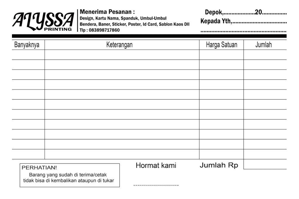 Detail Template Nota Excel Nomer 27
