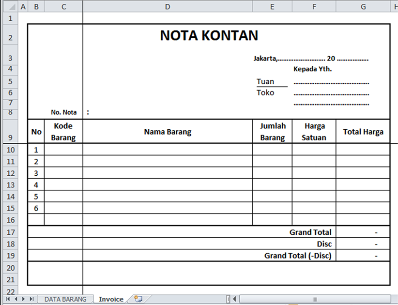Detail Template Nota Excel Nomer 28