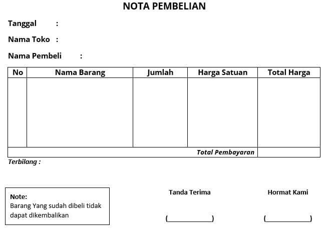 Detail Template Nota Excel Nomer 41