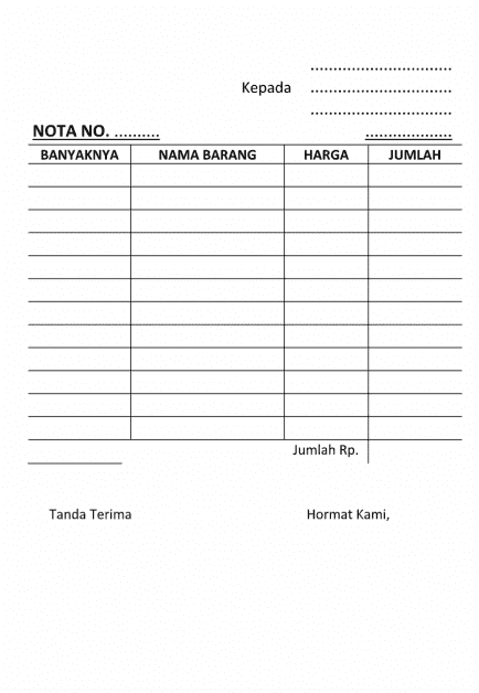Detail Template Nota Excel Nomer 5