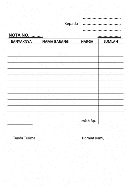 Detail Template Nota Kosong Nomer 2