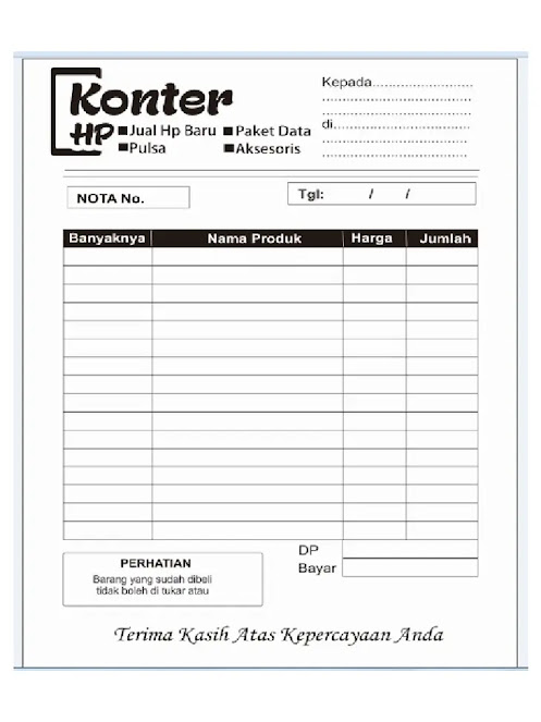 Detail Template Nota Kosong Nomer 10