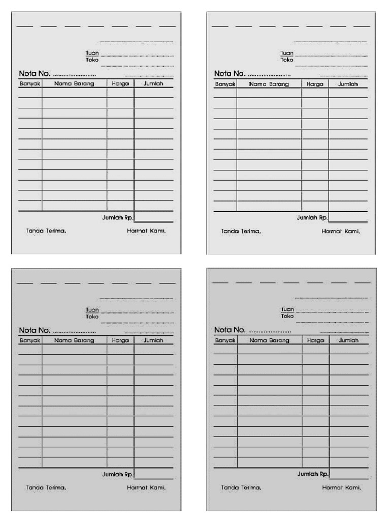 Detail Template Nota Kosong Nomer 14