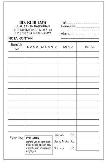 Detail Template Nota Kosong Nomer 19