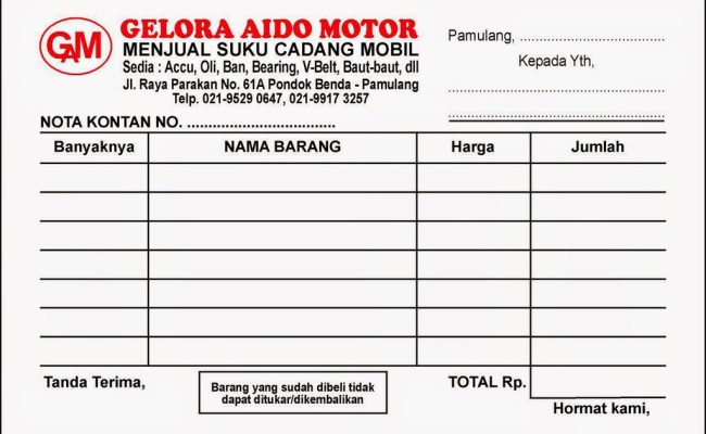 Detail Template Nota Kosong Nomer 28