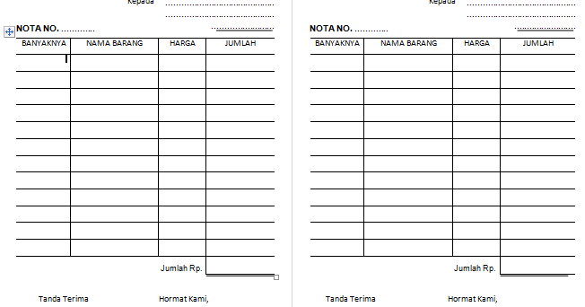 Detail Template Nota Kosong Nomer 5