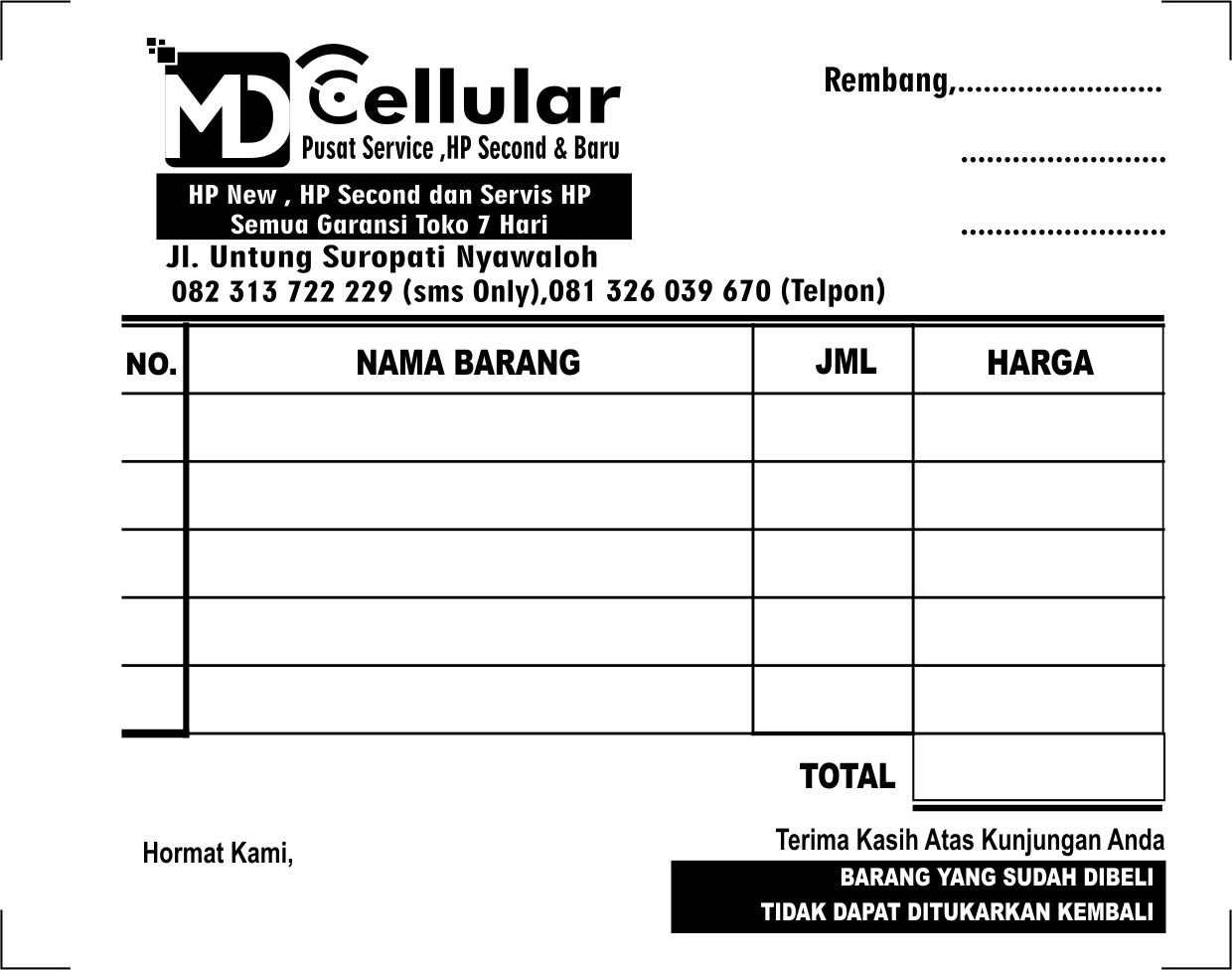 Detail Template Nota Kosong Nomer 46