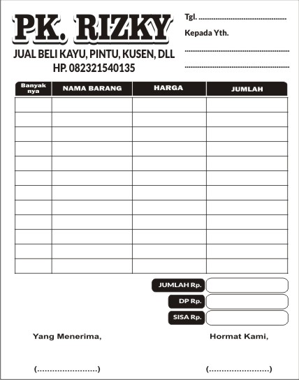 Detail Template Nota Kosong Nomer 48