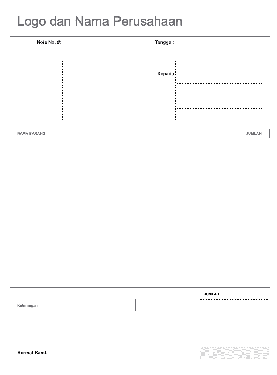 Detail Template Nota Kosong Nomer 7