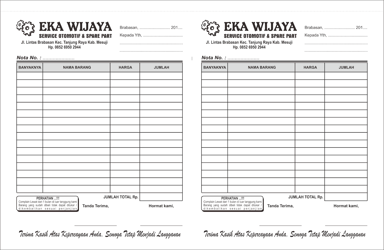 Detail Template Nota Psd Nomer 15