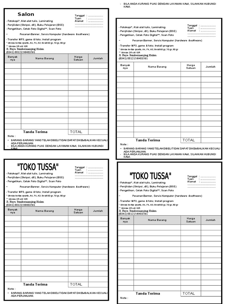 Detail Template Nota Toko Nomer 20