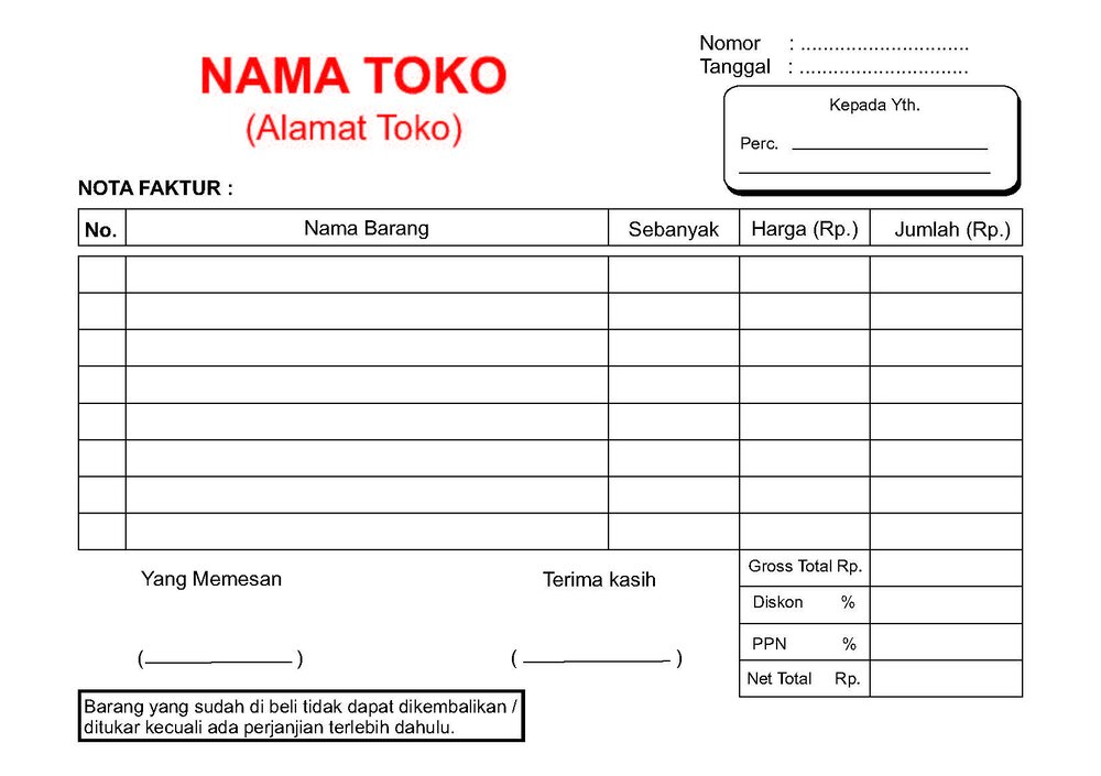 Detail Template Nota Toko Nomer 33