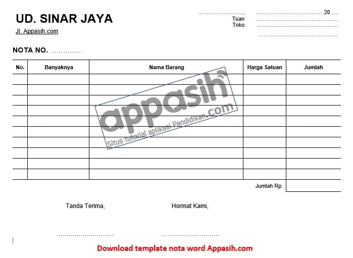 Detail Template Nota Word Nomer 16