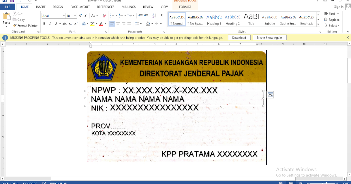 Template Npwp Kosong - KibrisPDR