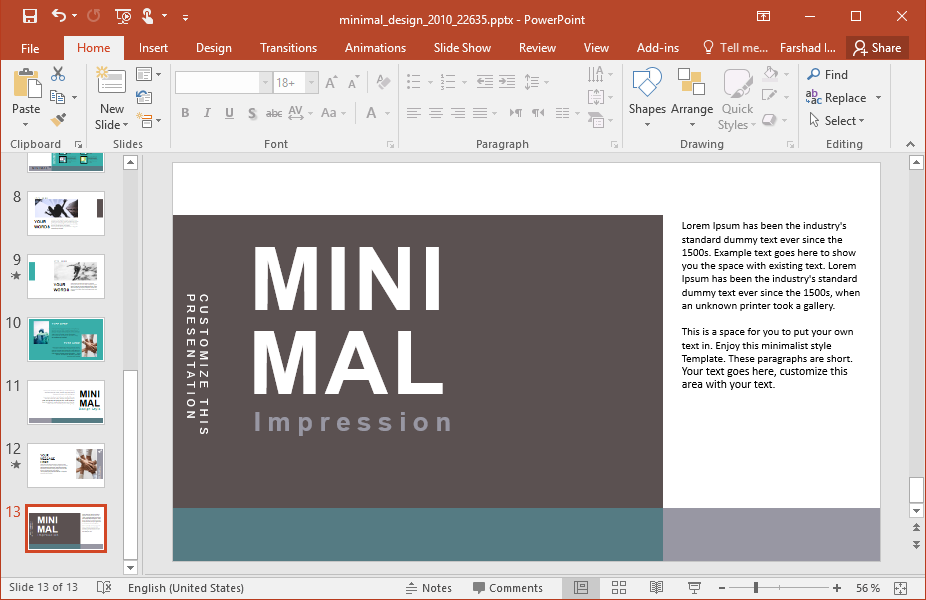 Detail Template Powerpoint Minimal Nomer 17
