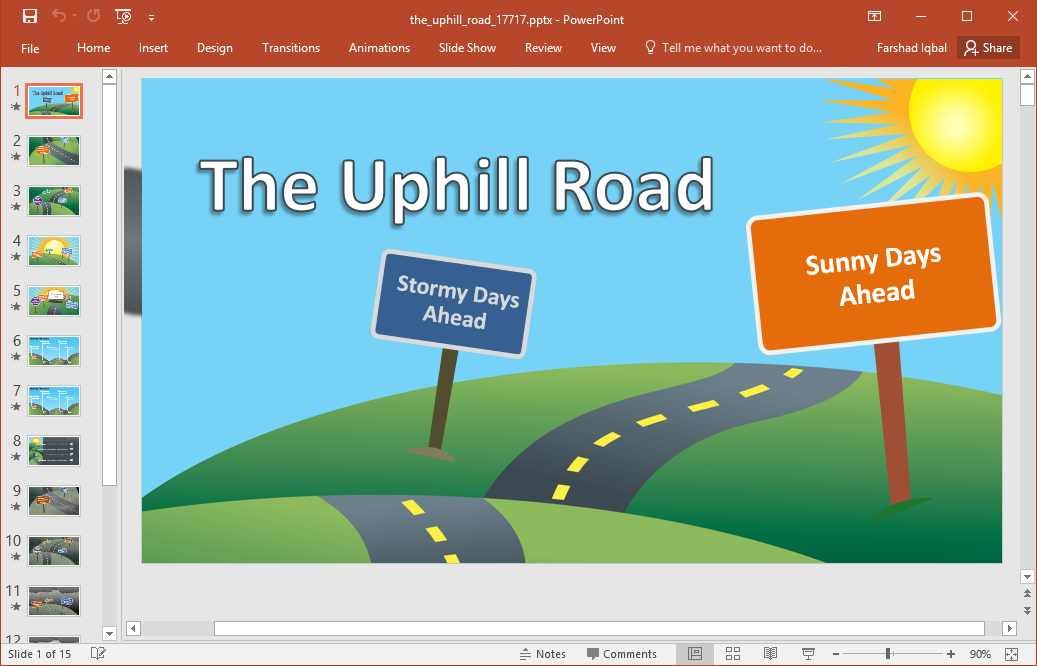 Detail Template Powerpoint Road Nomer 38