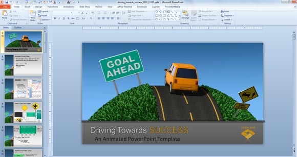 Detail Template Powerpoint Road Nomer 47