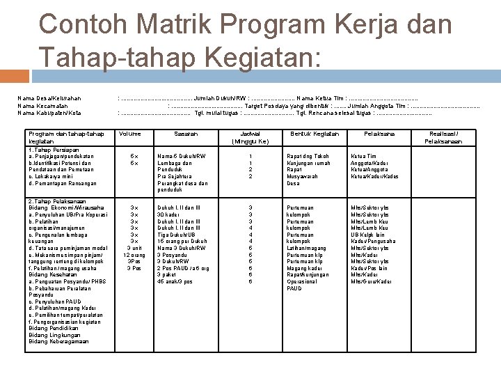 Download Template Program Kerja Nomer 44