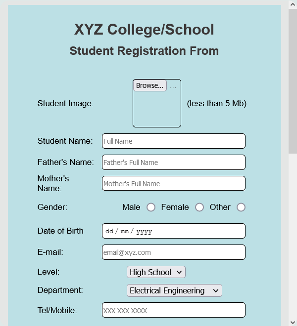 Detail Template Registration Form Free Nomer 17