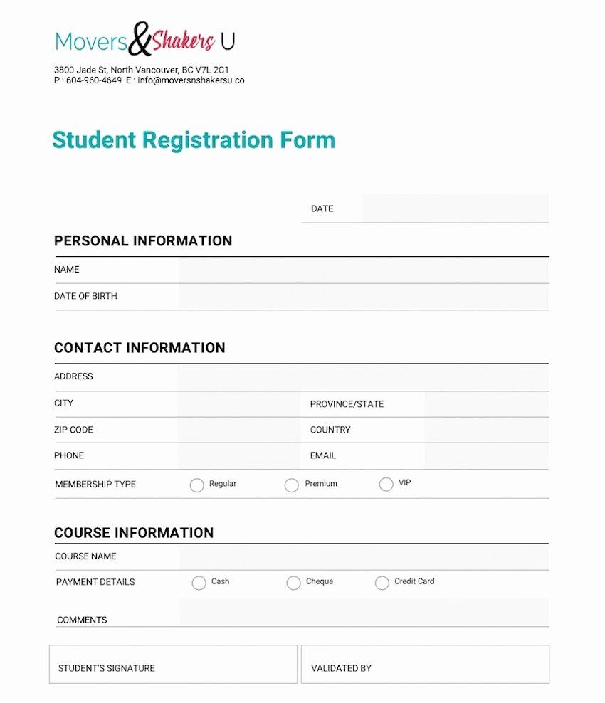 Detail Template Registration Form Free Nomer 9