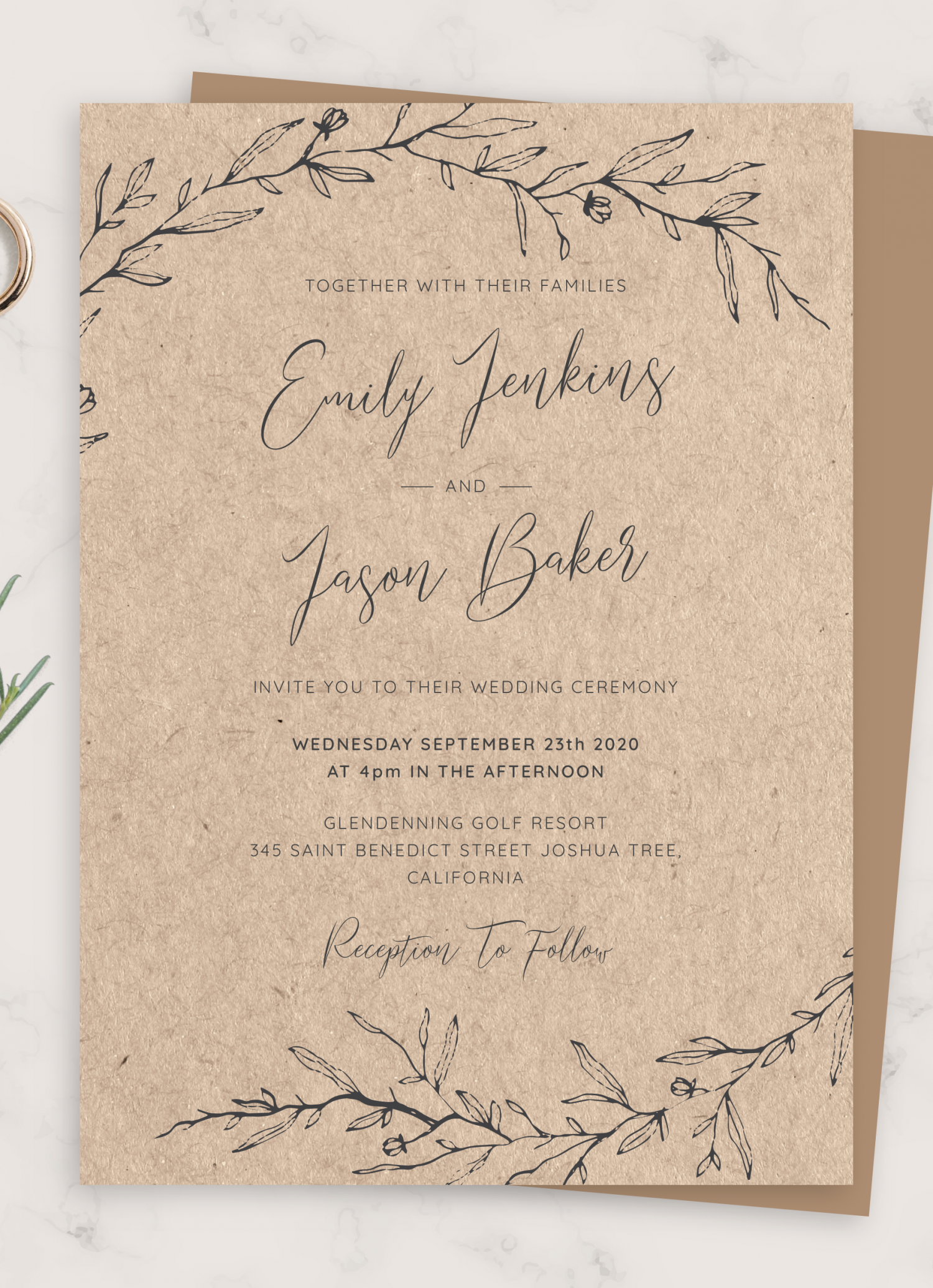 Detail Template Rustic Wedding Invitation Nomer 8