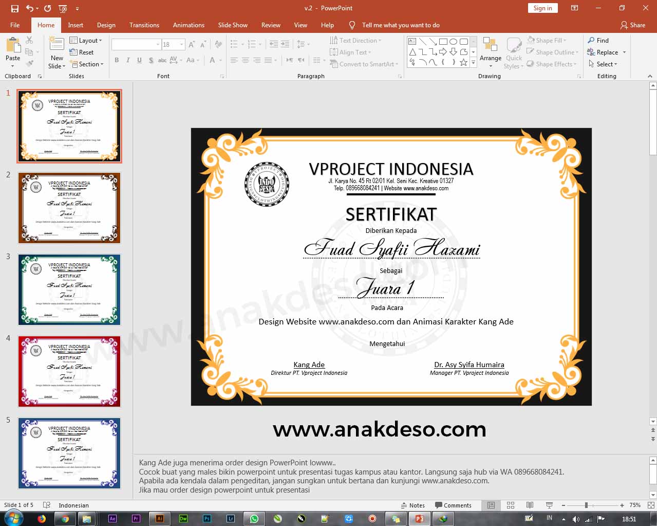 Detail Template Sertifikat Ppt Nomer 13