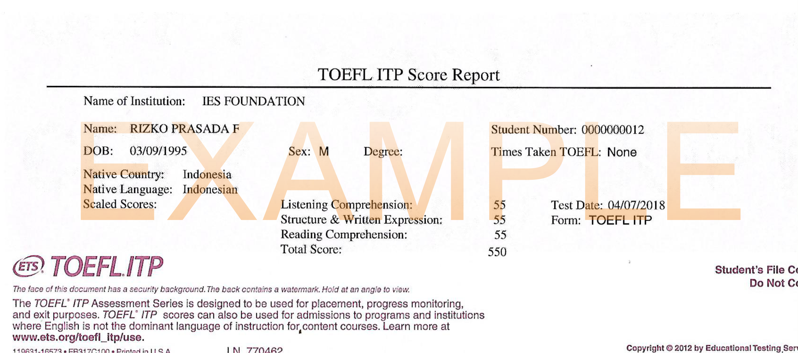 Detail Template Sertifikat Toefl Nomer 17