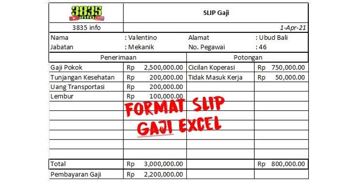 Detail Template Slip Gaji Excel Nomer 12