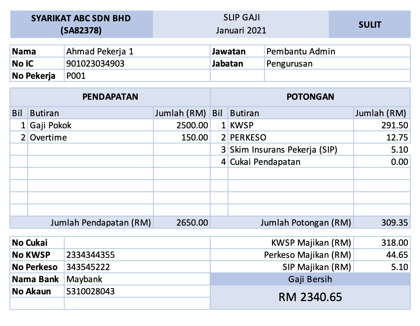 Detail Template Slip Gaji Excel Nomer 13