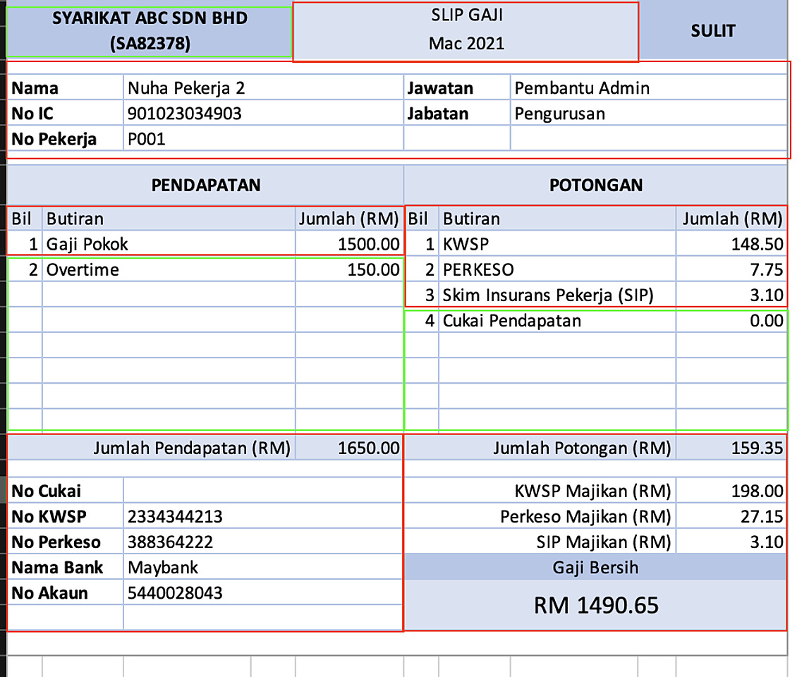 Detail Template Slip Gaji Excel Nomer 15