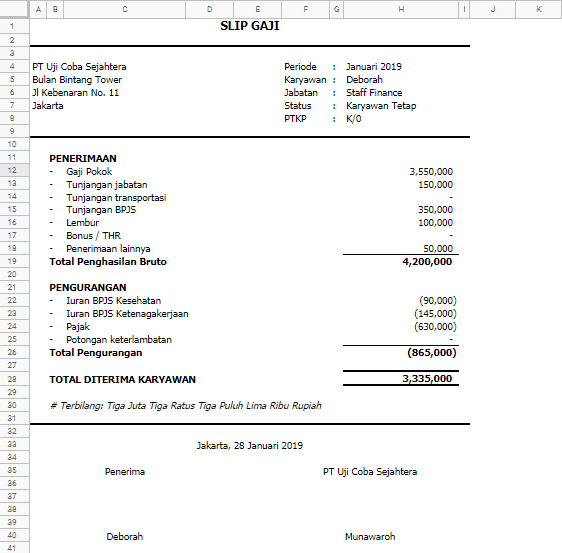 Detail Template Slip Gaji Excel Nomer 17