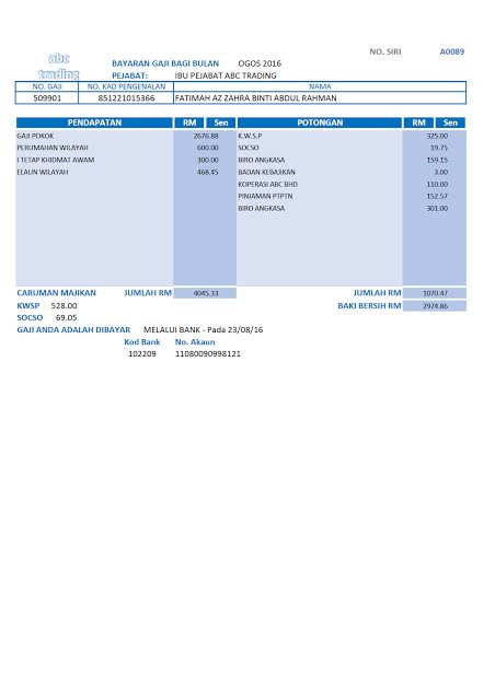 Detail Template Slip Gaji Excel Nomer 18