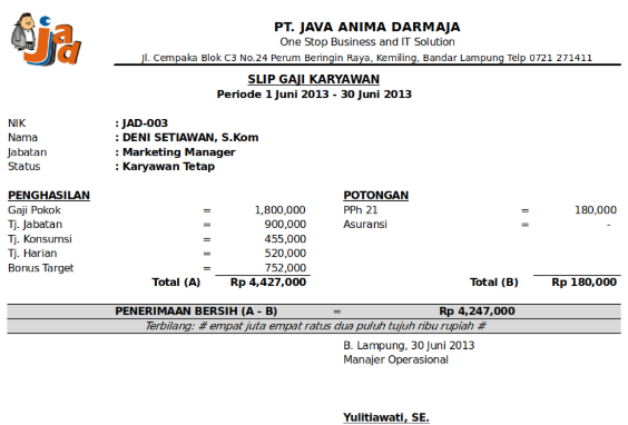 Detail Template Slip Gaji Excel Nomer 22