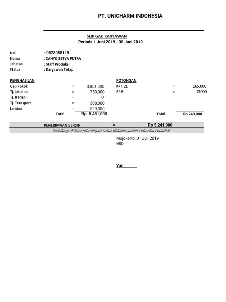 Detail Template Slip Gaji Excel Nomer 23