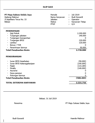 Detail Template Slip Gaji Excel Nomer 26