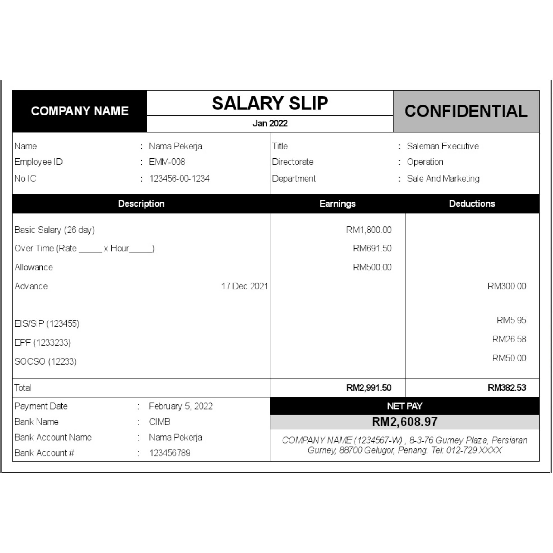 Detail Template Slip Gaji Excel Nomer 35