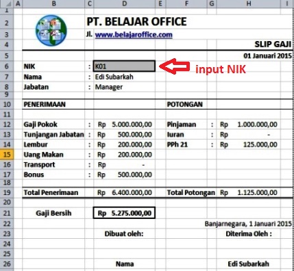 Detail Template Slip Gaji Excel Nomer 38